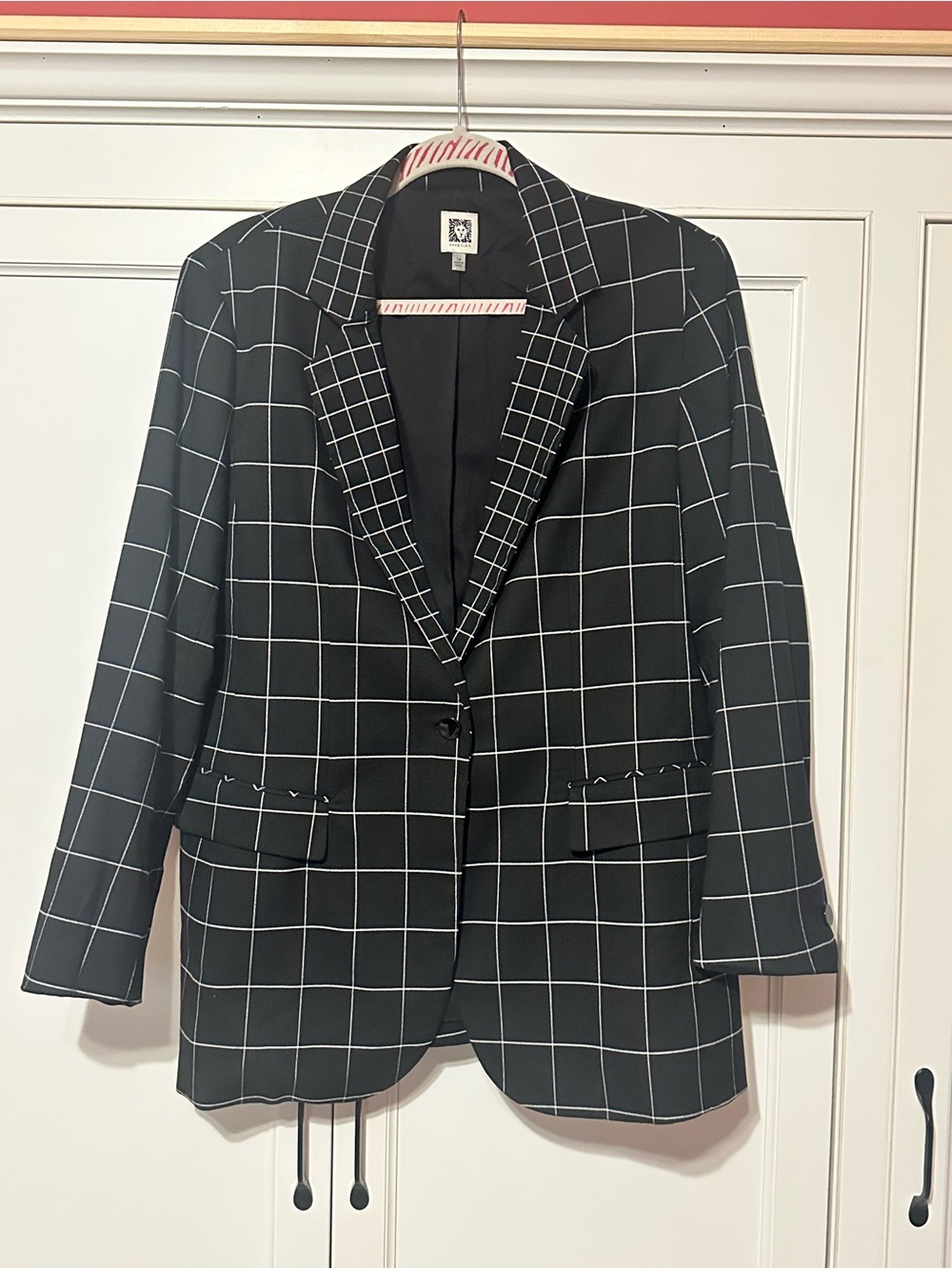 Anne Klein Black Windowpane Blazer